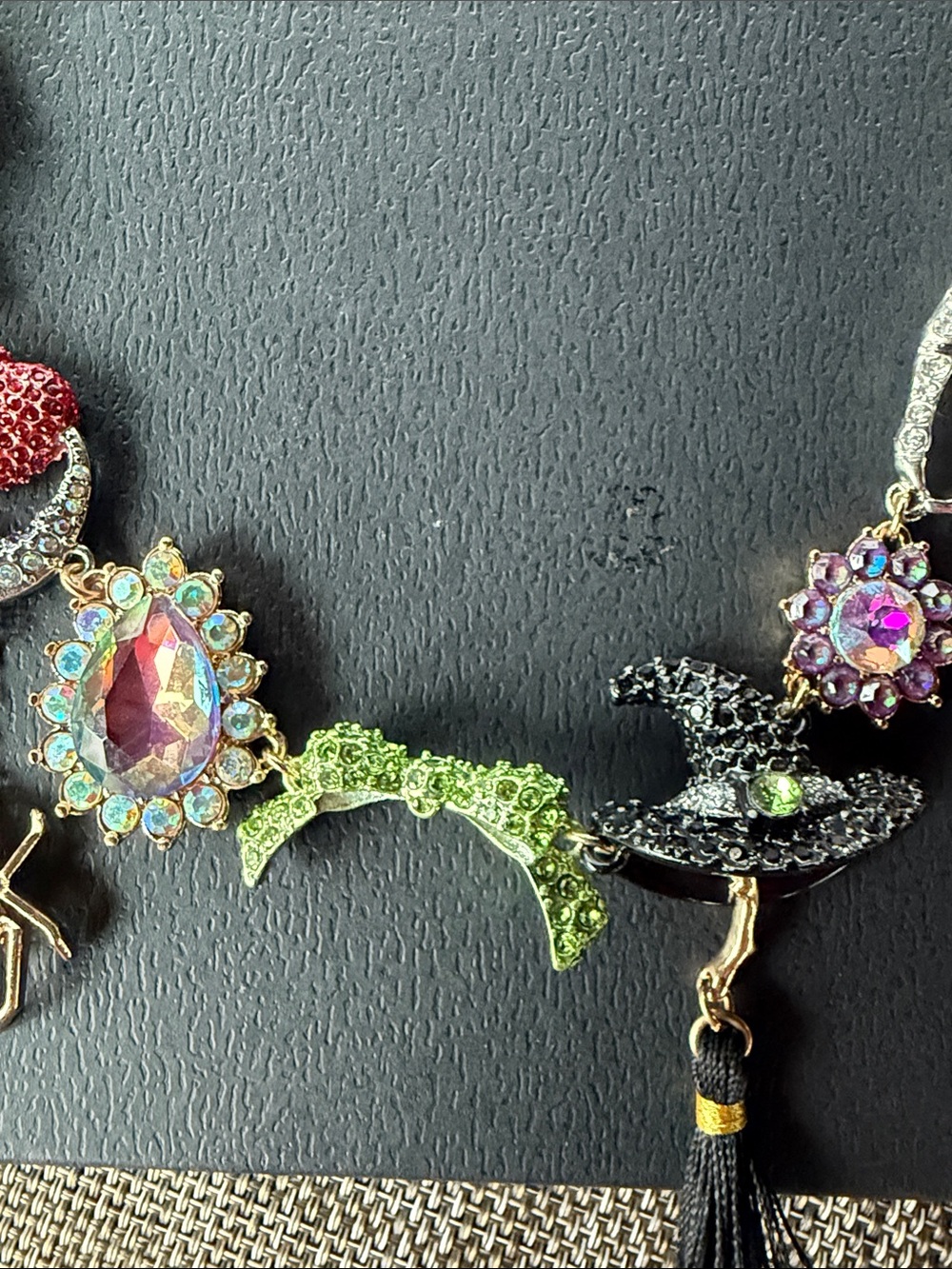 Betsey Johnson Halloween Gold Chain Multicolor Crystal Charm Necklace - Picture 5 of 8